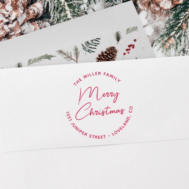 Returadress för enkel Jul-skript Självfärgande Stämpel (Skapare uppladdad)