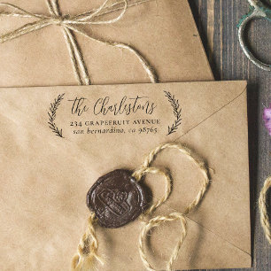 Returadress för enkel Löv Calligraphy-familj Självfärgande Stämpel