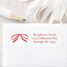 Returadress för enkel Red Bow-jul Returadress Etikett