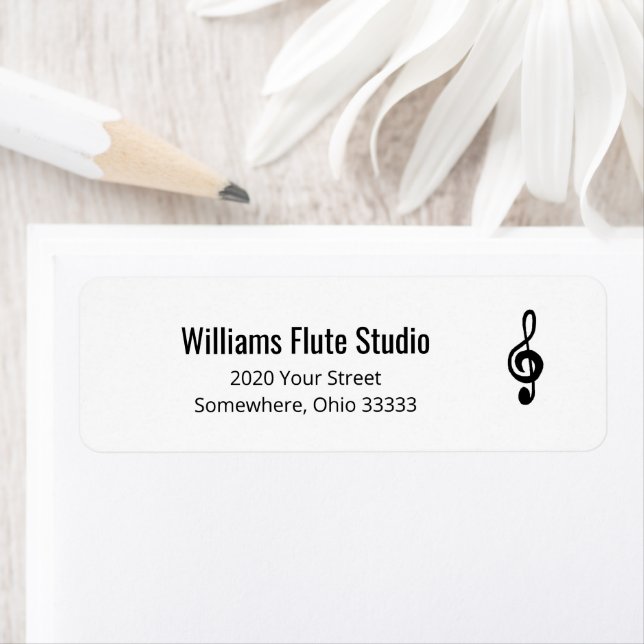 Returadress för enkel Treble Clef Music Symbol Etikett (Insitu)