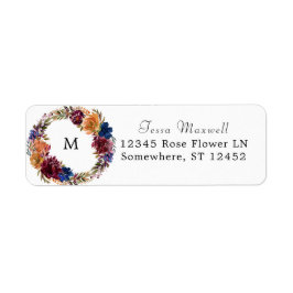 Returadress för fallande Orange i Burgundy & Navy  Etikett