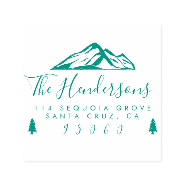 Returadress för familjen Rustic Hipster Mountains Självfärgande Stämpel (Design)