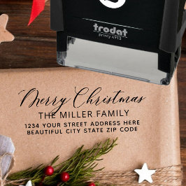 Returadress för Family God jul Script- Självfärgande Stämpel