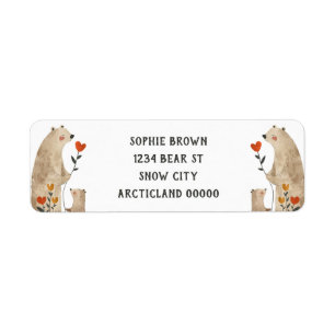 Returadress för färgsfärgen Cute Polar Bear Family Etikett