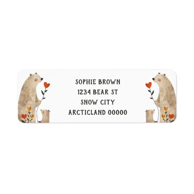Returadress för färgsfärgen Cute Polar Bear Family Returadress Etikett (Framsidan)