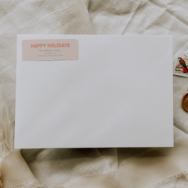 Returadress för fetstilt modern koral Glad helg Returadress Etikett (Skapare uppladdad)