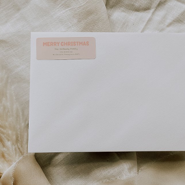 Returadress för fetstilt modern koral God jul Etikett (Skapare uppladdad)