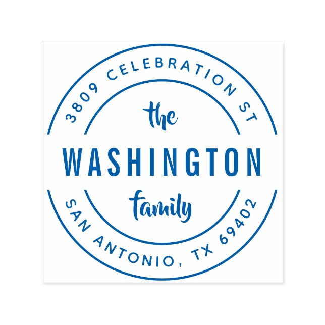 Returadress för fetstilt Retro-familj i Namn-runda Självfärgande Stämpel (Design)