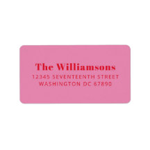 Returadress för fetstilt Rosa Red Typography-Anpas