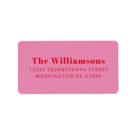 Returadress för fetstilt Rosa Red Typography-Anpas Adressetikett
