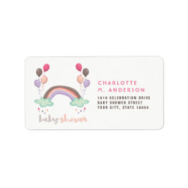 Returadress för flickbabyskor för regnbåge och bal adressetikett