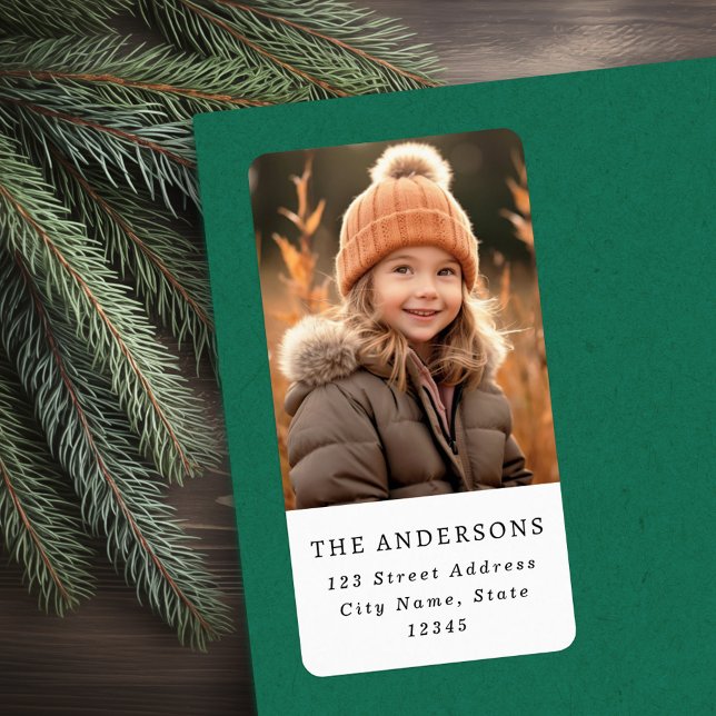 returadress för fotoelegant i anpassningsbarnas fa adressetikett (Custom family photo elegant return address label)