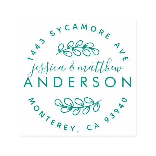 Returadress för gift par svep, rustik skrift självfärgande stämpel (Design)