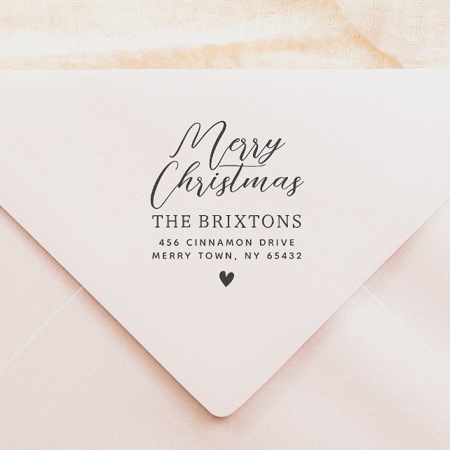 Returadress för god jul och hjärtfamilj självfärgande stämpel (Skapare uppladdad)