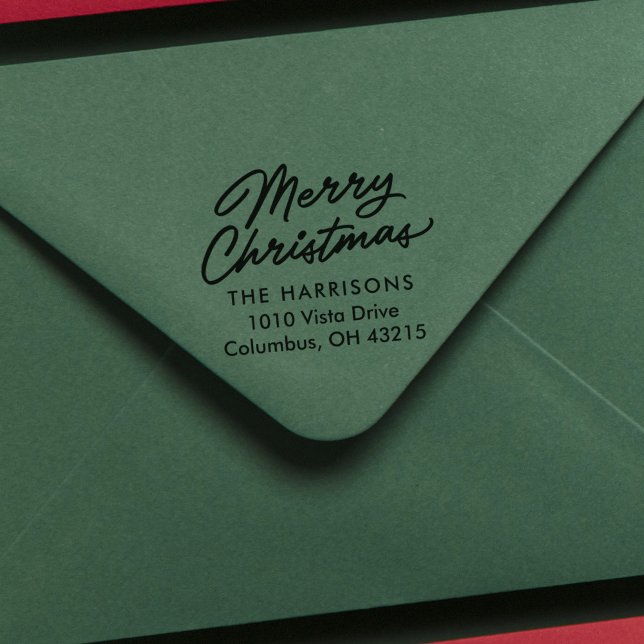 returadress för god jul-skript helgdag självfärgande stämpel (Skapare uppladdad)