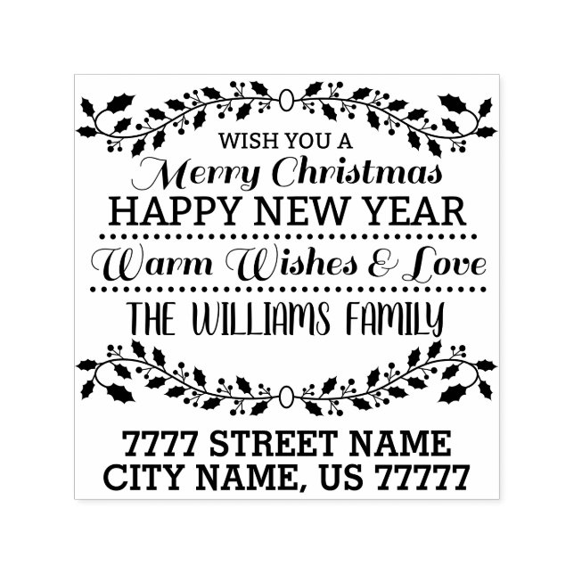 Returadress för god jul-typografi självfärgande stämpel (Design)