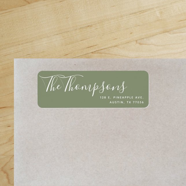 Returadress för Grönt av efternamn för anpassnings Returadress Etikett ("Everyday is abundantly beautiful." 
Sincerely Best Wishes from Lucky Design World)