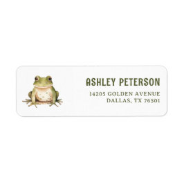 Returadress för Grönt av  Frog Theme Baby Shower Etikett