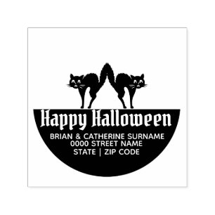 returadress för halloween-halloween-roligt av kat självfärgande stämpel