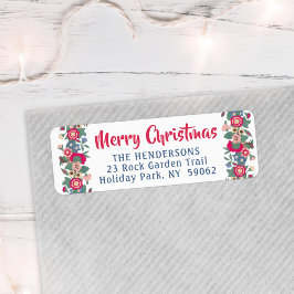 Returadress för Hälsning Retro Helgdag-Blommigt Returadress Etikett