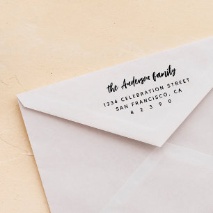 Returadress för handskriven skriptfamilj Namn Självfärgande Stämpel