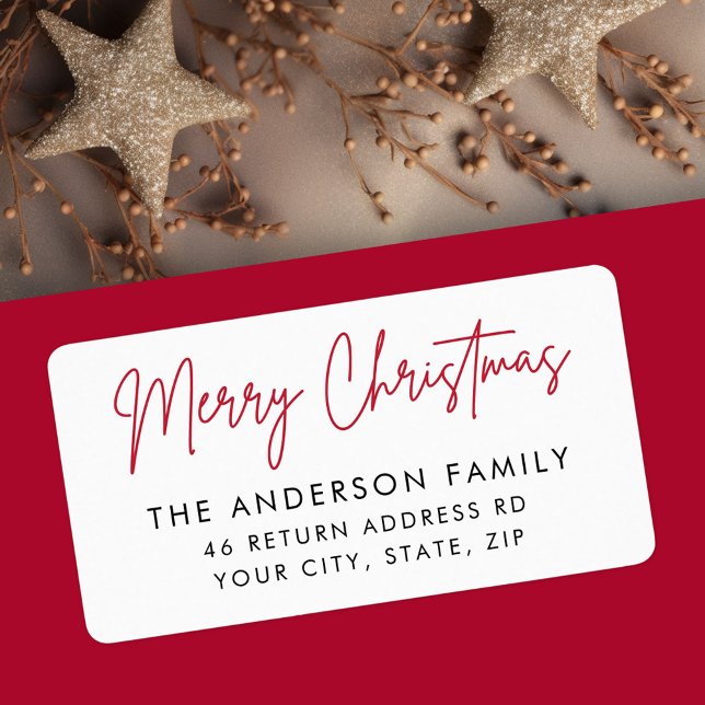 returadress för handskrivet skript i god jul adressetikett (Merry Christmas handwritten script return address Label)