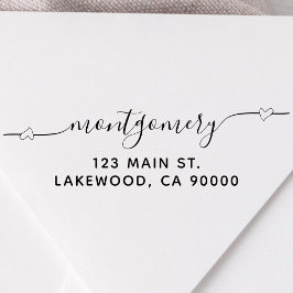 Returadress för Heart Script Calligraphy Självfärgande Stämpel