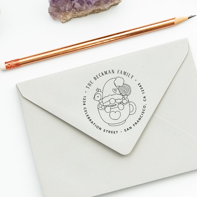 Returadress för Helgdag av Cute-jultomte Självfärgande Stämpel (Cute Christmas Gnome Holiday Return Address Self-inking Stamp)