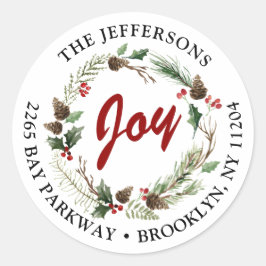 Returadress för Helgdag av julkrans Runt Klistermärke