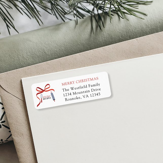 Returadress för Helgdag Recept-julkort Returadress Etikett (Holiday Recipes Christmas Card Return Address Label)