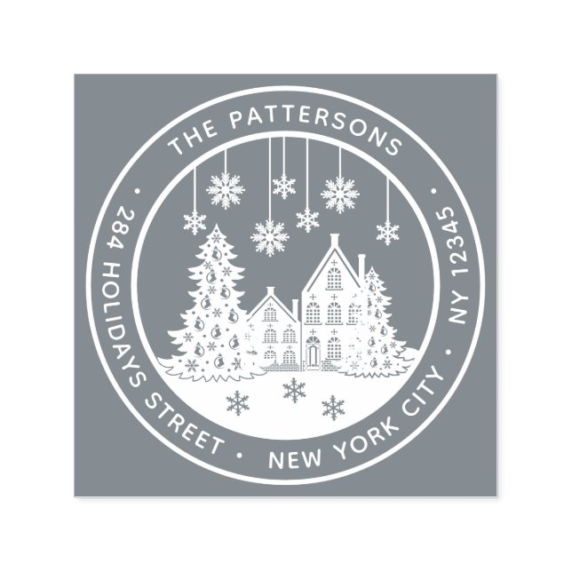 Returadress för hemmet för julgran-vinter självfärgande stämpel (Design)