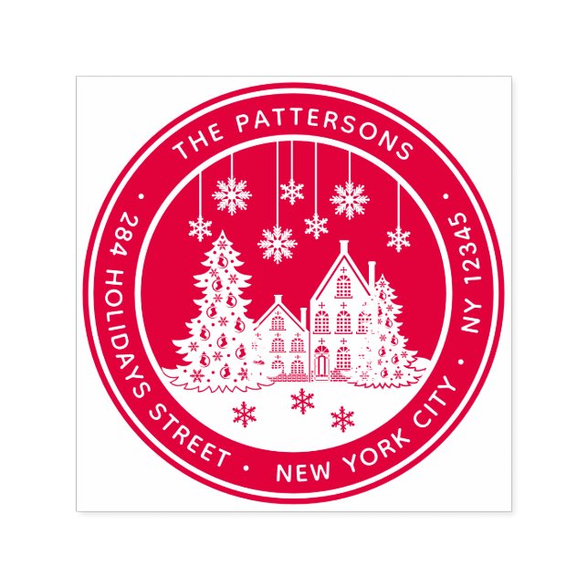 Returadress för hemmet för julgran-vinter självfärgande stämpel (Design)