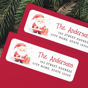 Returadress för illustration av färgen Cute Santa Etikett