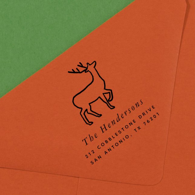 Returadress för illustration av skandinaviska rena självfärgande stämpel (Scandinavian Reindeer Illustration Return Address Self-inking Stamp)