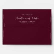 Returadress för inbjudan till Burgundy Red Wedding