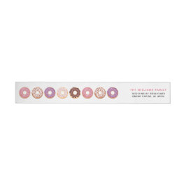 Returadress för inbjudan till rosa Iced Donuts-par Etikettband