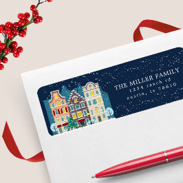 Returadress för julhus, snönatten, helgdag returadress etikett