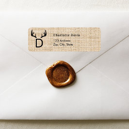 Returadress för julltäckare, monogram etikett