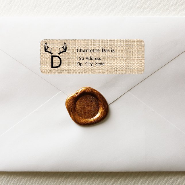 Returadress för julltäckare, monogram etikett (Skapare uppladdad)