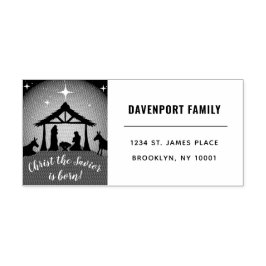 Returadress för jultomhet i religiösa självfärgande stämpel