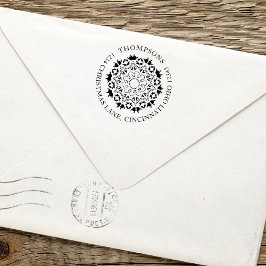 Returadress för julvinterfamiljen självfärgande stämpel