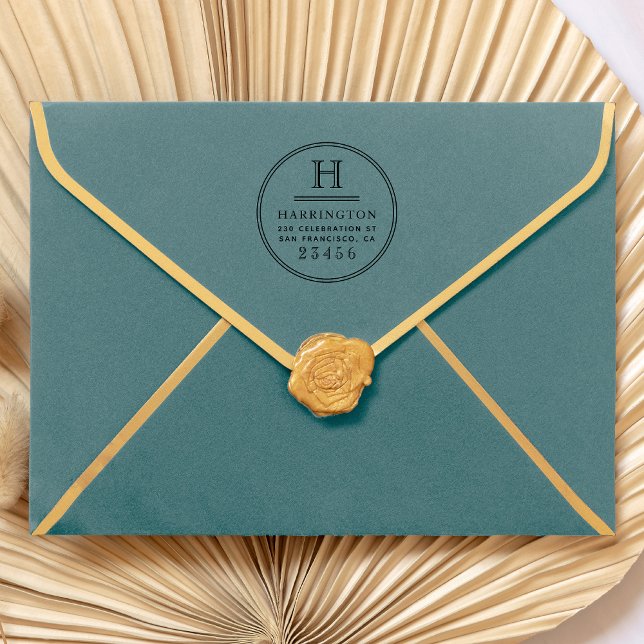 Returadress för klassiskt monogramtypografi, Anpas Stämpel (Skapare uppladdad)