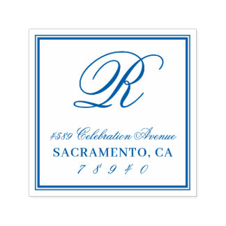 Returadress för klassiskt skriptmonogram självfärgande stämpel