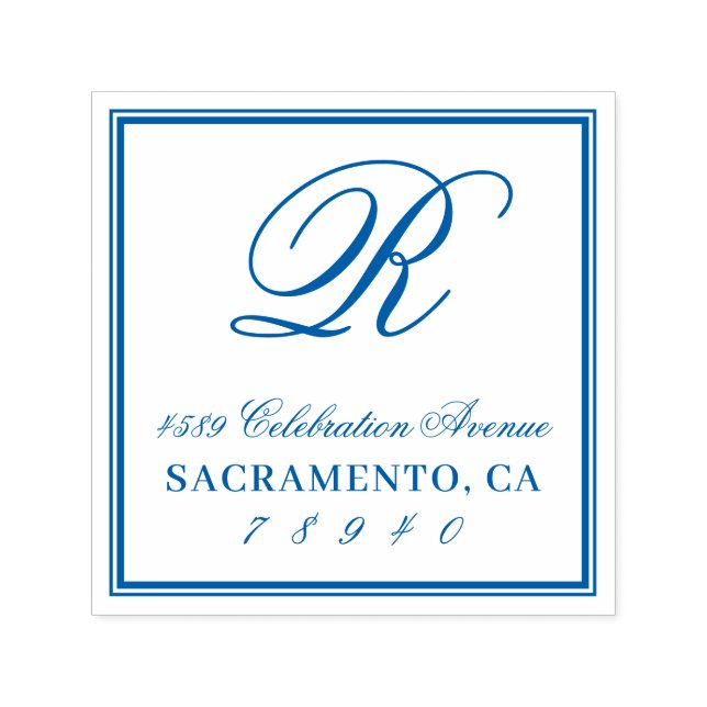 Returadress för klassiskt skriptmonogram självfärgande stämpel (Design)