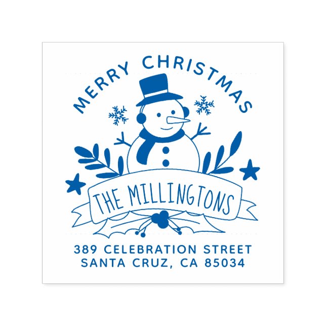 Returadress för kommande Snögubbe-banderoll Självfärgande Stämpel (Design)