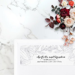 Returadress för kontur för Blommigten elegant bröl Returadress Etikett