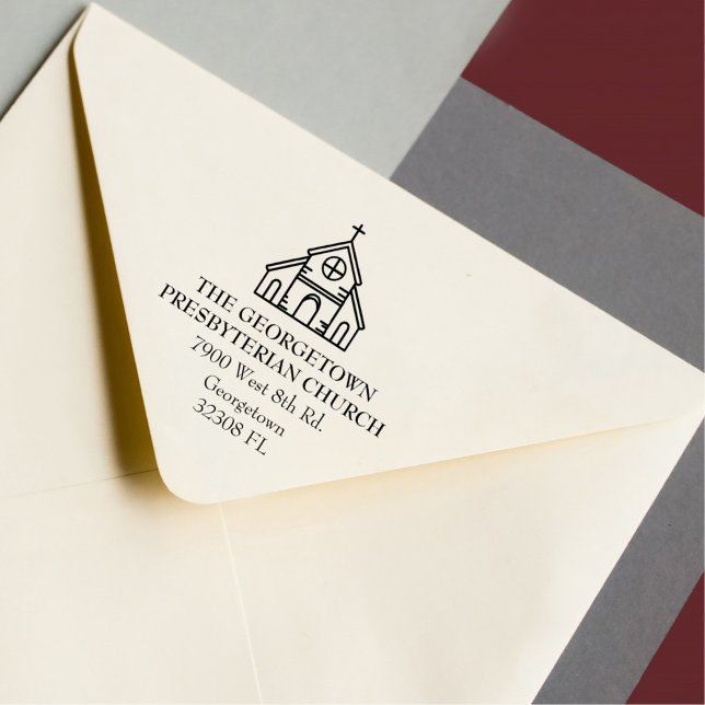 Returadress för kyrkans Anpassningsbar Elegant Stämpel (Skapare uppladdad)