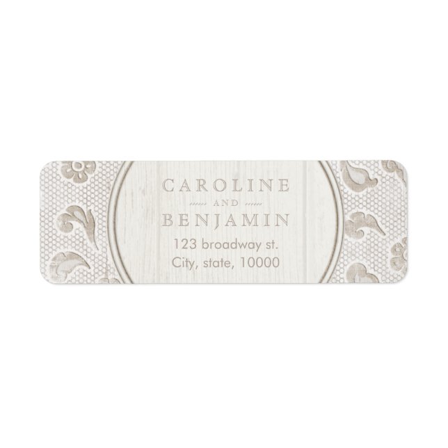 returadress för landsbyggsbröllop av träskorpa frå etikett (Framsidan)