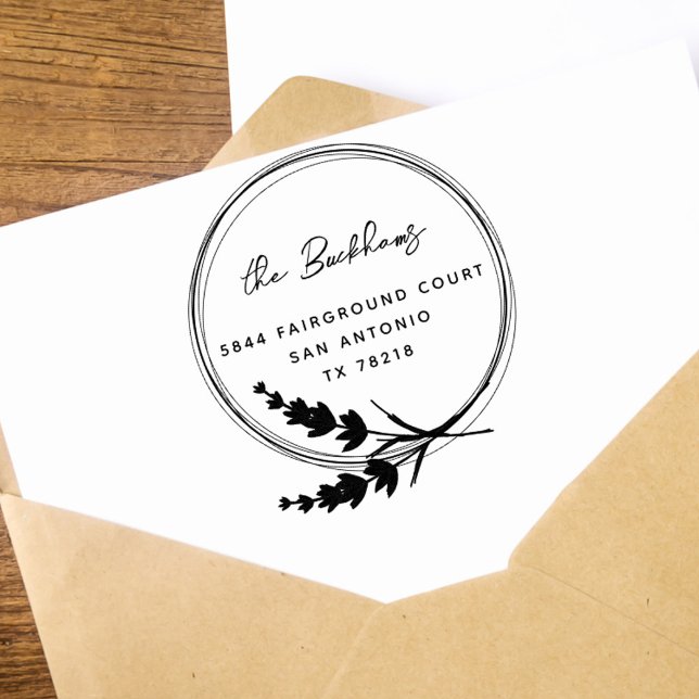 Returadress för Lavender WAN Blommigt Family Stämpel (Skapare uppladdad)