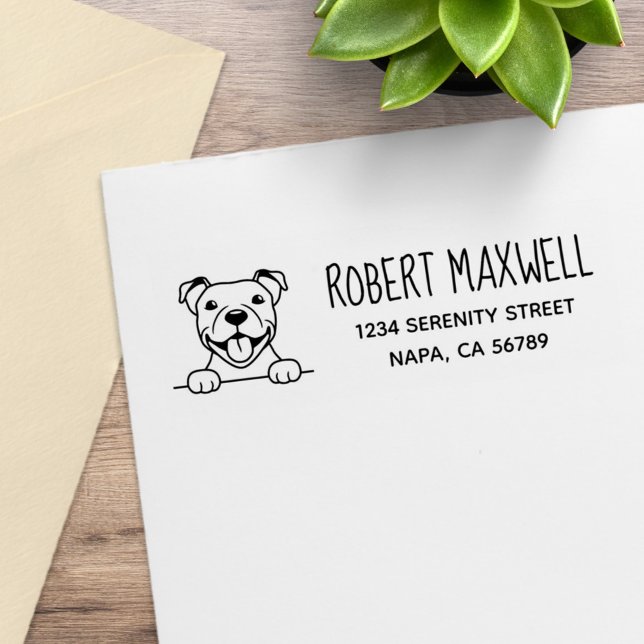 Returadress för leende Pit Bull Dog Stämpel (Skapare uppladdad)